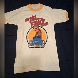 Vintage The Fonz 80s Shirt Adult Small Yellow Distressed Short Sleeve